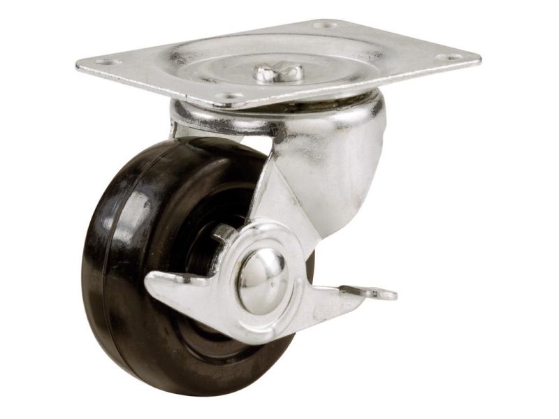 Shepherd Hardware 2-1/2-Inch Soft Rubber Swivel Plate Caster with Side Brake, 100-lb Load Capacity Sale