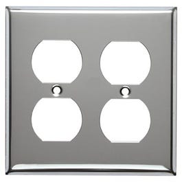 Steel Wall Plate, 2-Gang, 2-Duplex Opening, Chrome Sale