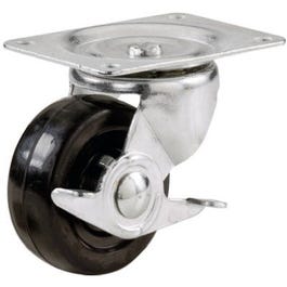 Swivel Plate Caster, Side Brake, Rubber Wheel, 4-In. Sale