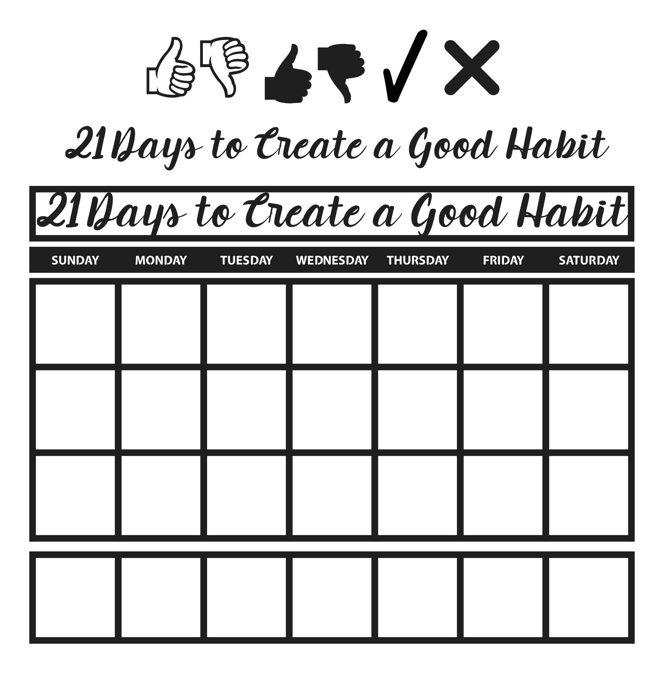 21-Day Habit Tracker SVG Image File Download for Craft Projects Fashion