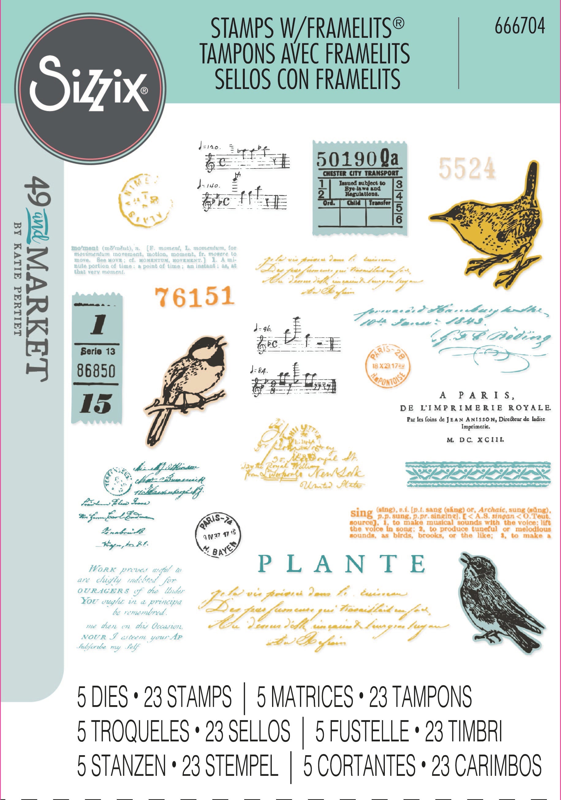 Bird Song Framelits Die Set w/ A5 Clear Stamps Set – 49 and Market – Sizzix Discount