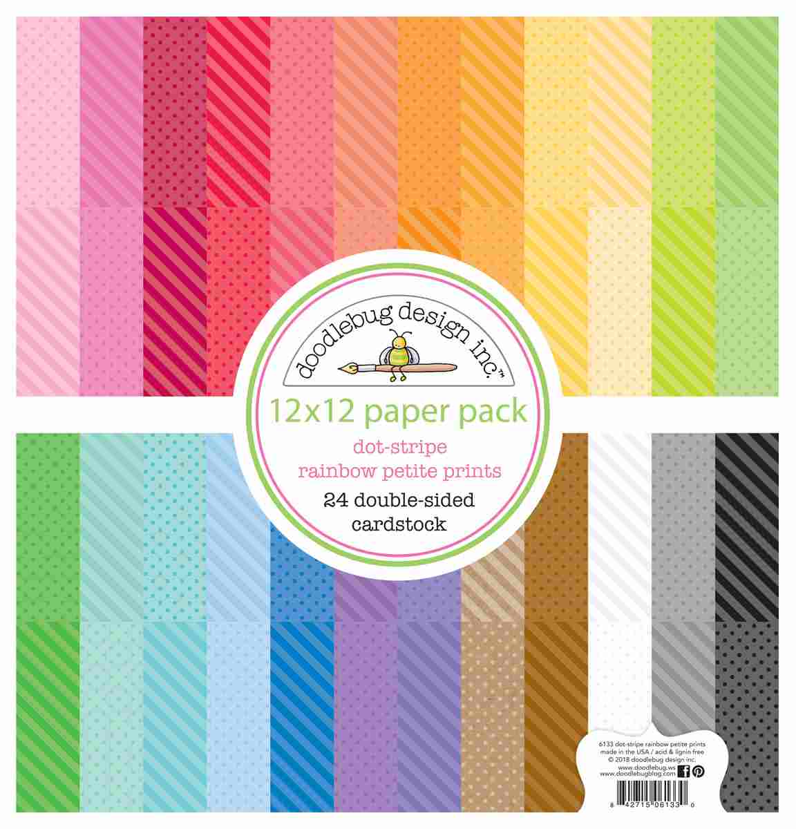 Dot-Stripe Rainbow 12″ x 12″ Petite Prints – Doodlebug Design Discount