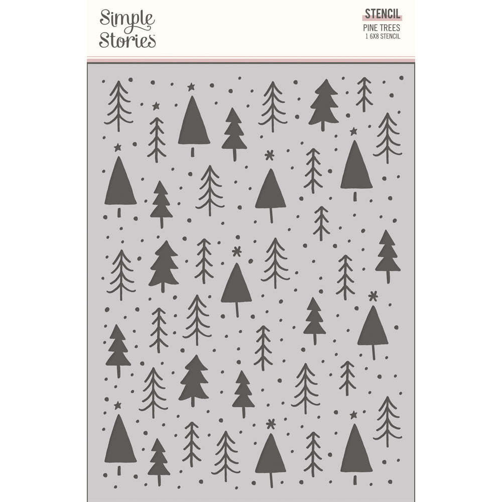 Boho Christmas – 6×8 Stencil – Pine Trees – Simple Stories Supply