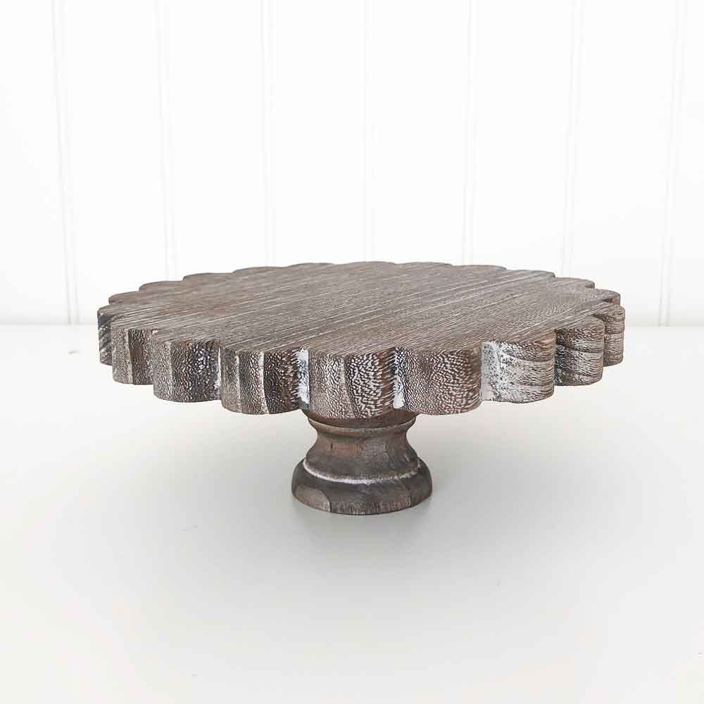Antique Brown Scalloped Stand – Trays and Stands – Foundations Decor on Sale