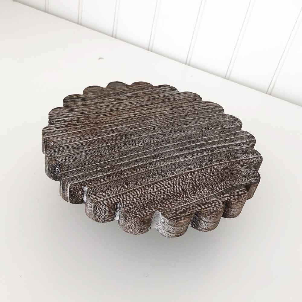 Antique Brown Scalloped Stand – Trays and Stands – Foundations Decor on Sale