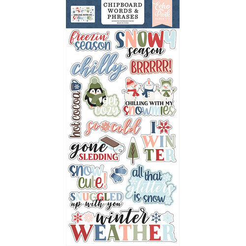 Chilling With My Snowmies 6″ x 13″ Chipboard Word & Phrases – Echo Park Discount