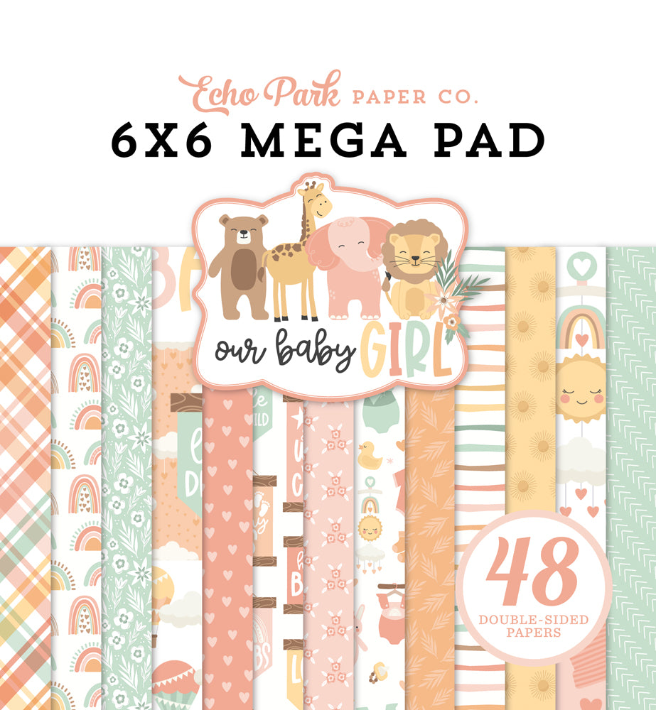 Cardmakers Mega Pad, 6″ x 6″- Our Baby Girl – Echo Park Sale
