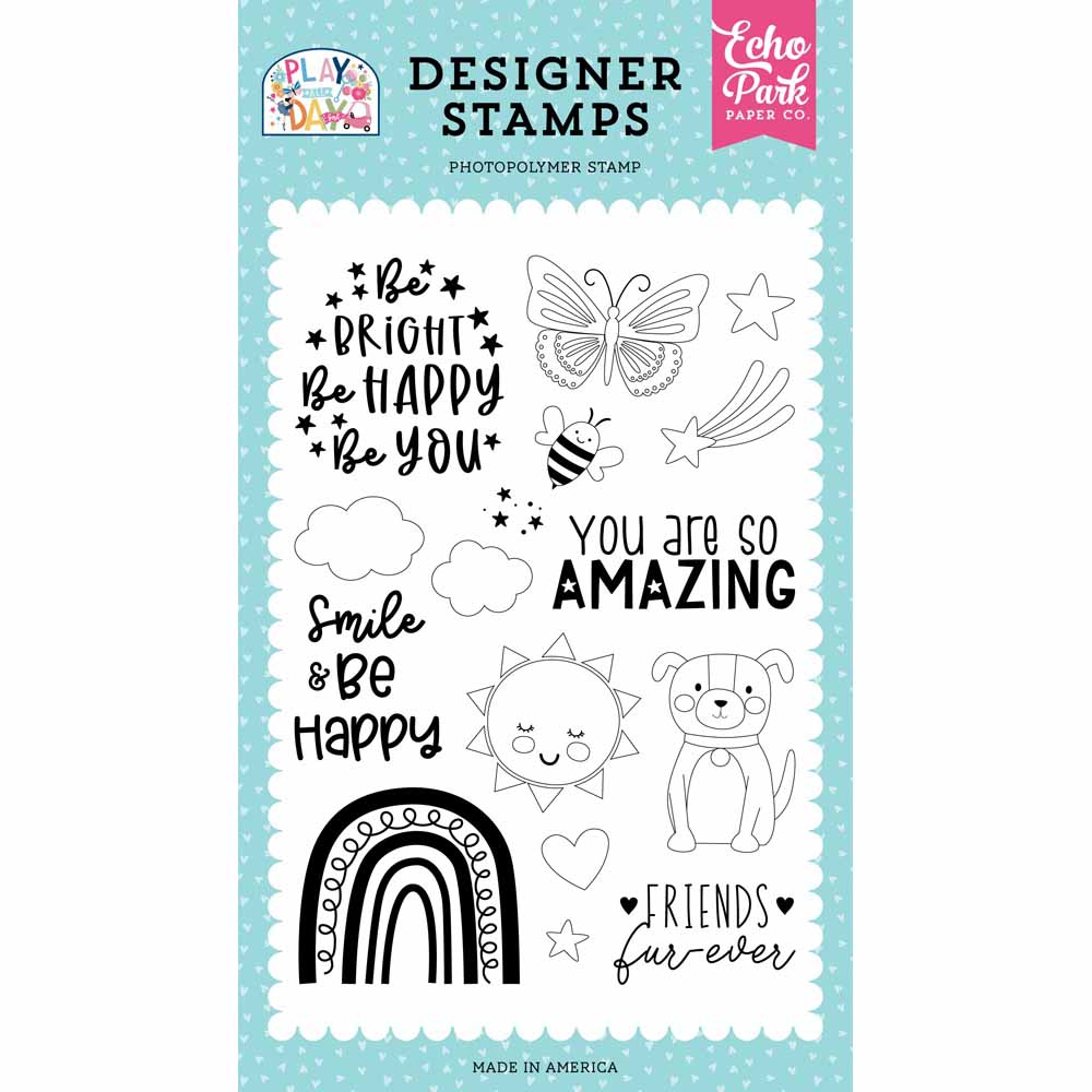 Be Happy Stamp Set – Play All Day Girl – Echo Park Supply