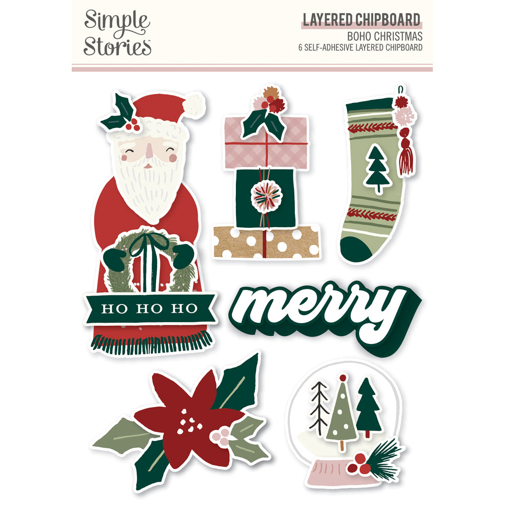 Boho Christmas – Layered Chipboard Stickers – Simple Stories Online