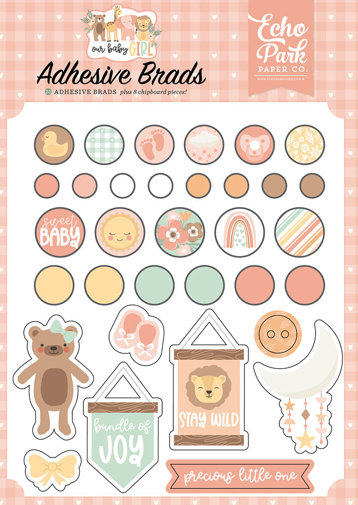Adhesive Brads – Our Baby Girl – Echo Park Supply