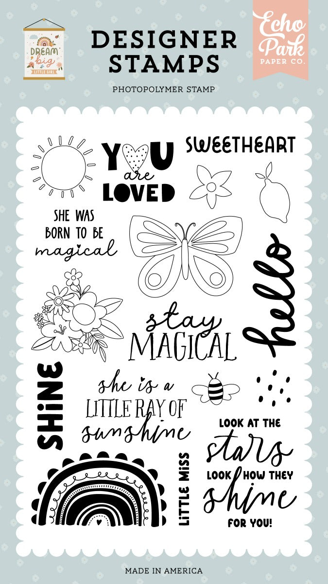 Born To Be Magical Stamp Set – Dream Big Little Girl – Echo Park Supply