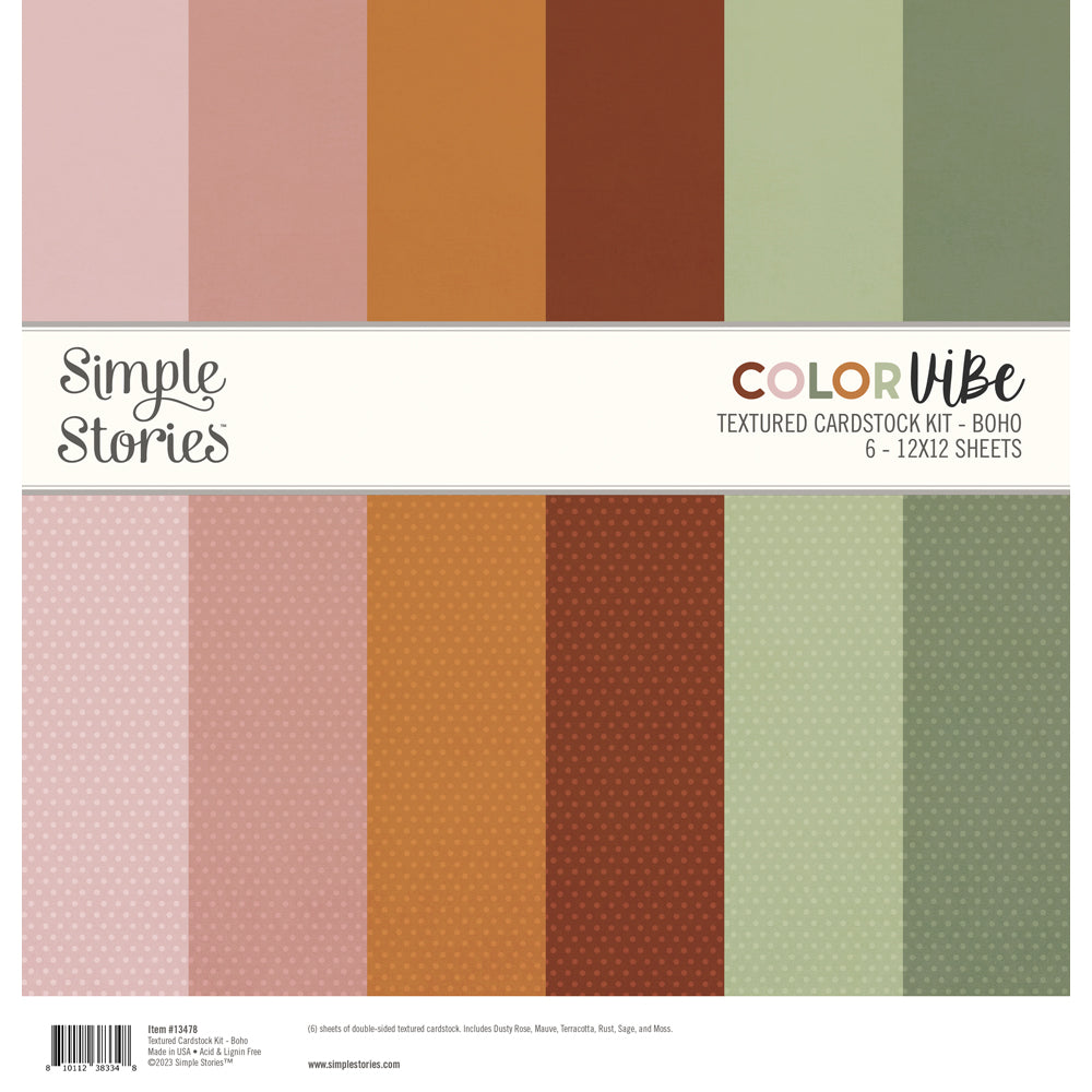 Boho 12×12 Textured CardStock Kit- Color Vibe – Simple Stories Online Sale