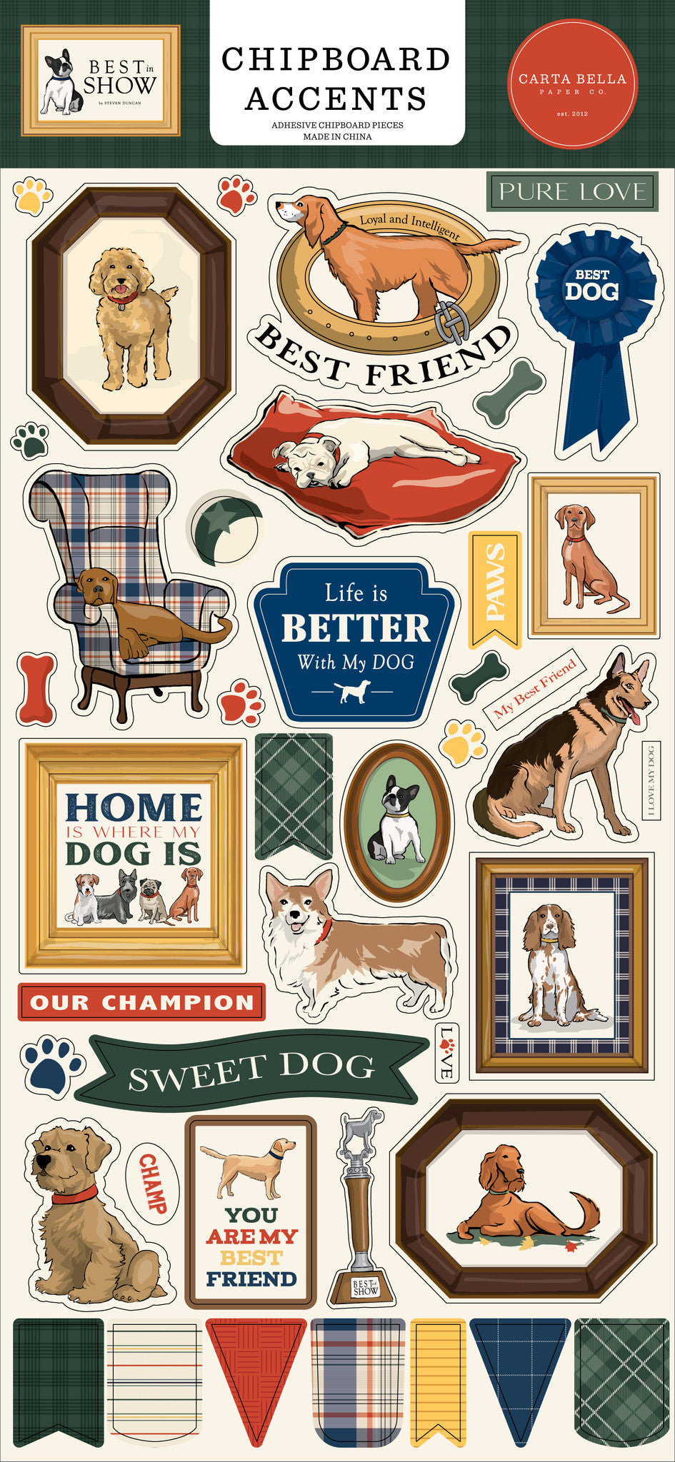 Best In Show 6″ x 13″ Chipboard Accents – Carta Bella Discount