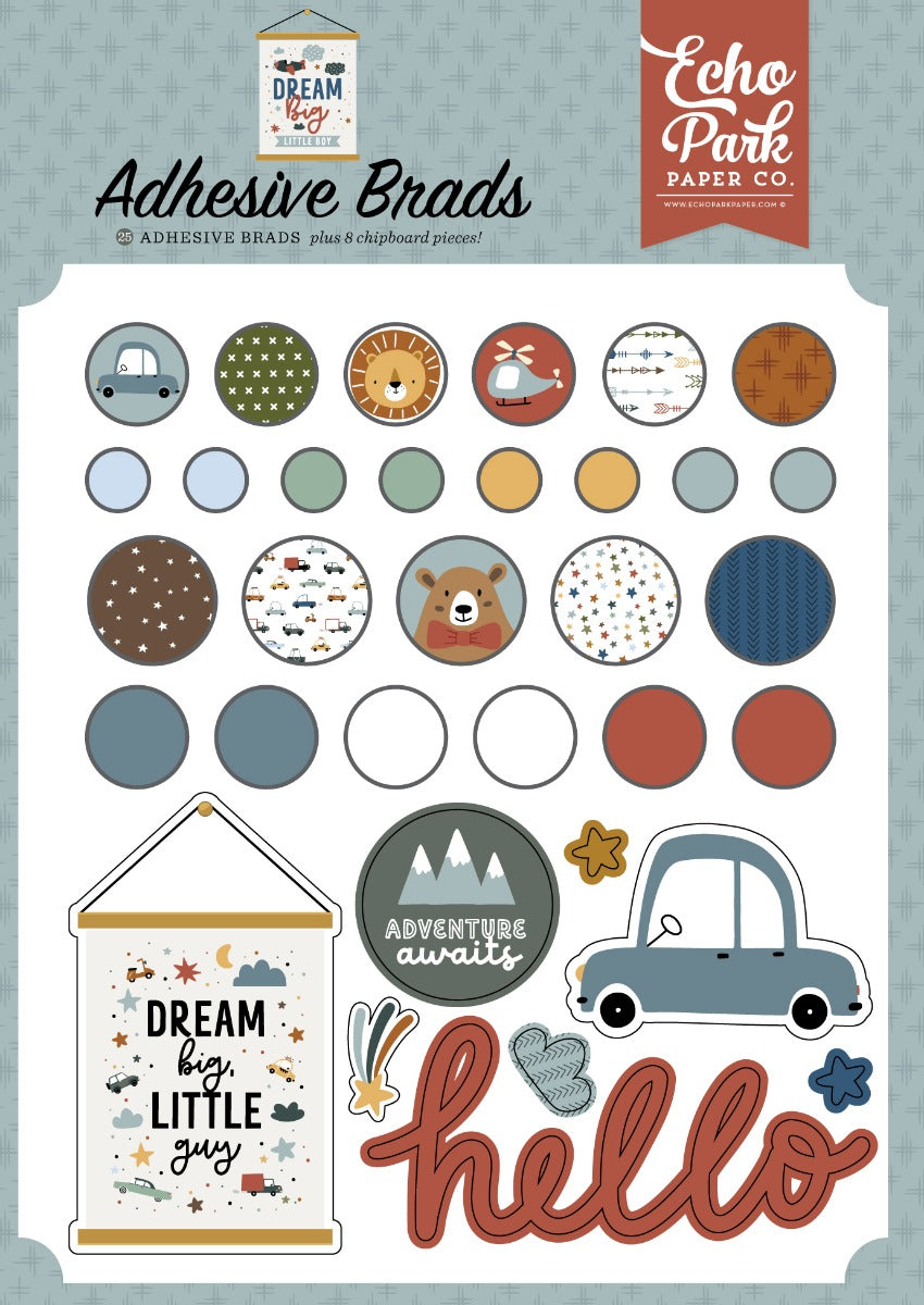 Decorative Adhesive Brads – Dream Big Little Boy – Echo Park Online now