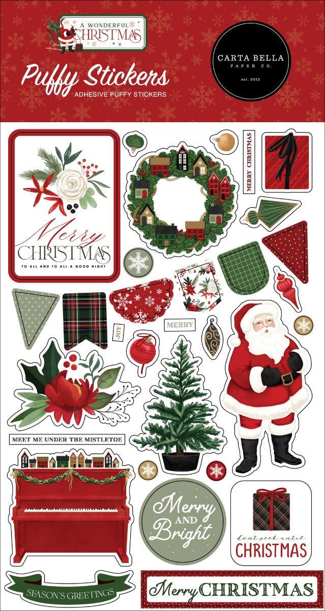 A Wonderful Christmas Puffy Stickers- Carta Bella Fashion