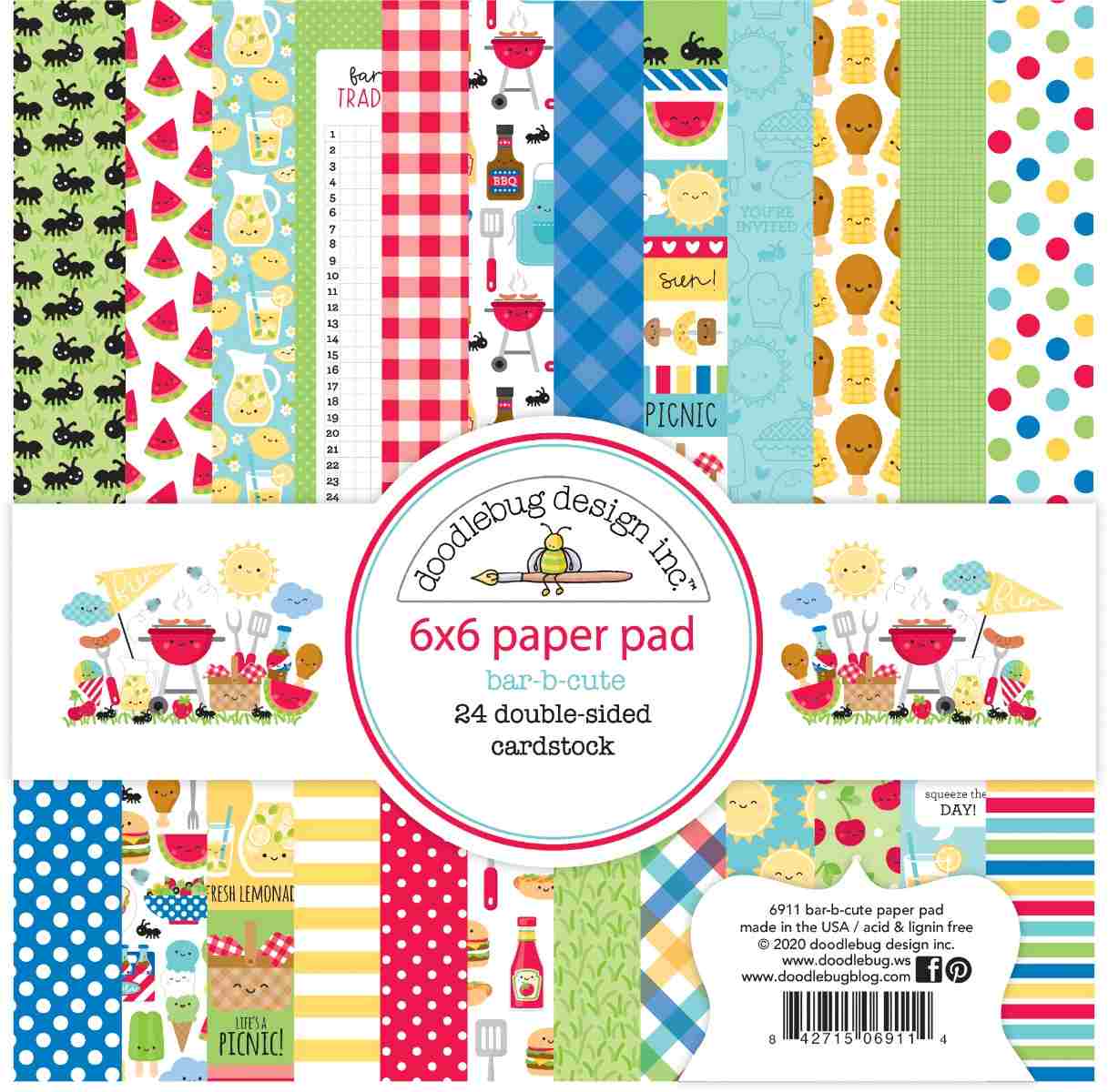Bar-B-Cute 6″ x 6″ Paper Pad – Doodlebug Supply
