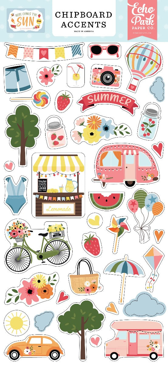 Chipboard Accents, 6×13 – Here Comes the Sun Collection – Echo Park on Sale