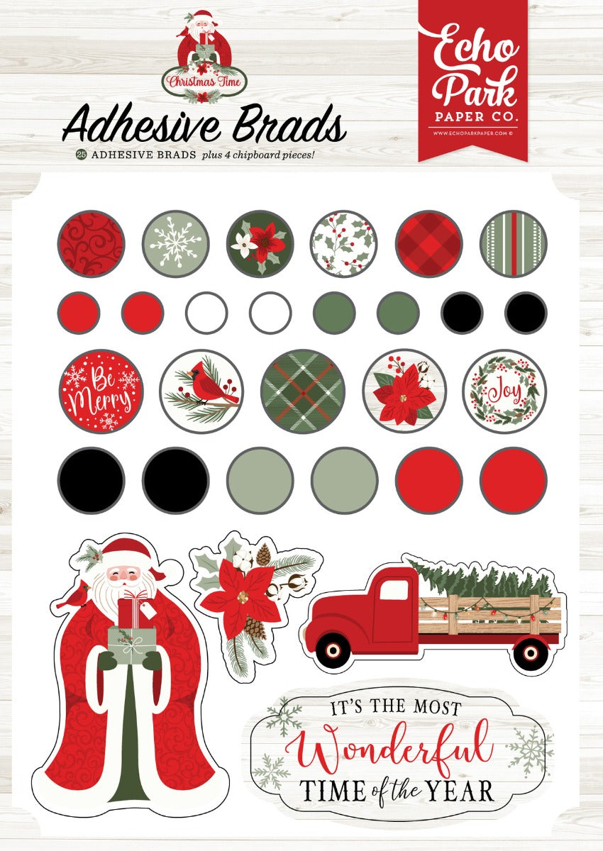 Christmas Time Adhesive Brads – Echo Park Online Sale