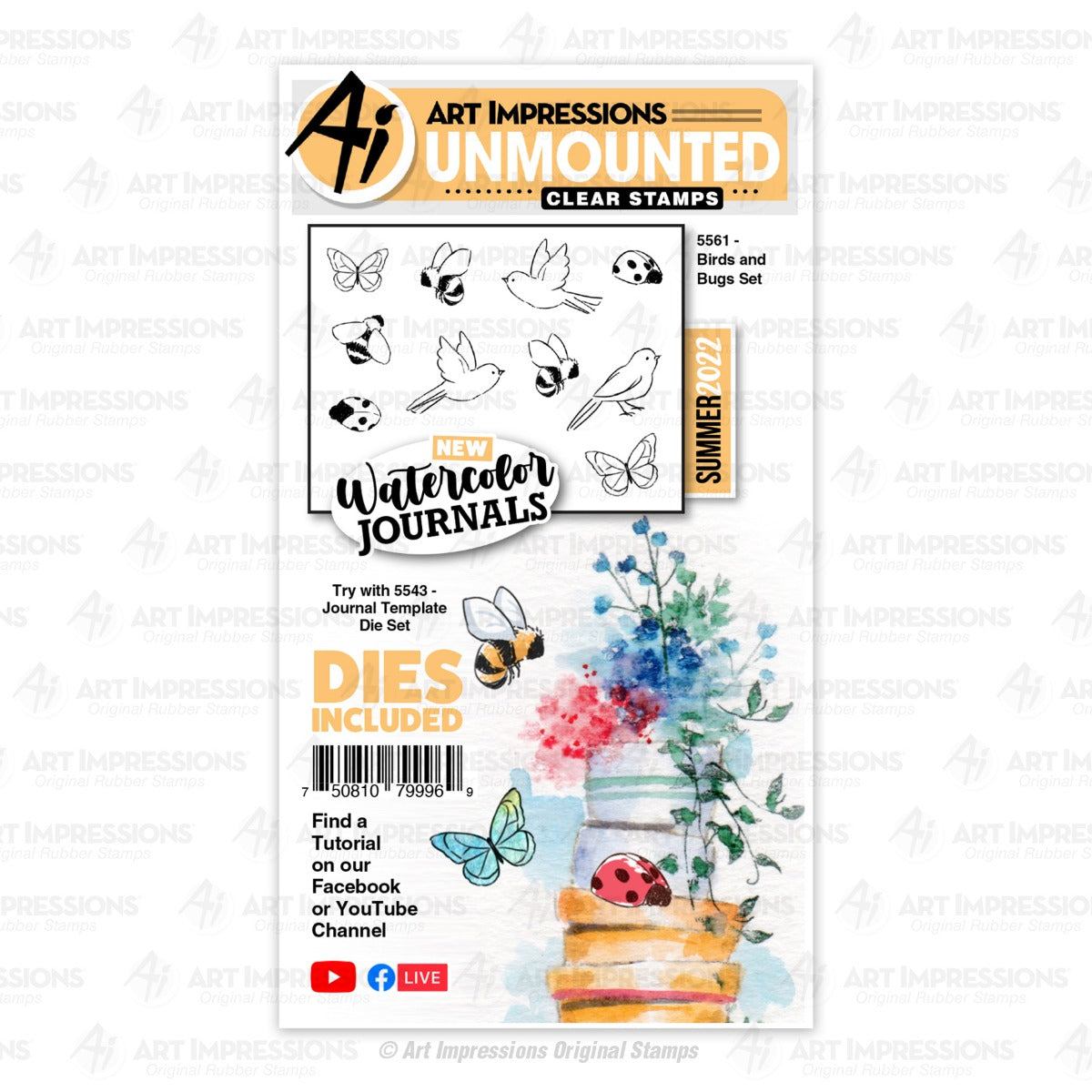 Birds and Bugs Die & Stamp Set – Watercolor Journals Collection – Art Impressions Discount