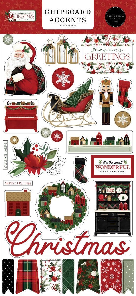 A Wonderful Christmas Chipboard Accents – Carta Bella Sale