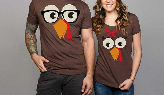 Cute Couple Turkey T-Shirts SVG Image File Download for Thanksgiving Projects Online Sale