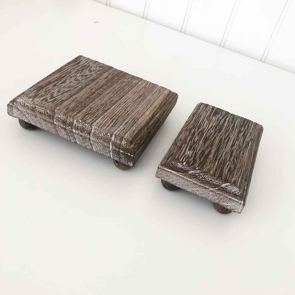 Antique Brown Mini Square Risers (Set of 2) – Trays and Stands – Foundations Decor Online Sale