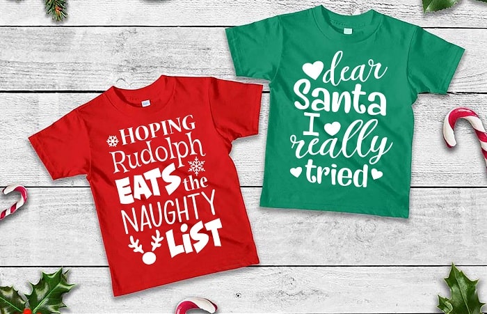 Christmas Naughty T-shirts SVG Image File Download for Christmas Projects on Sale