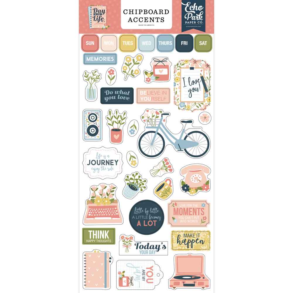 Day In The Life No.2 Chipboard Accents – Lori Whitlock – Echo Park Discount