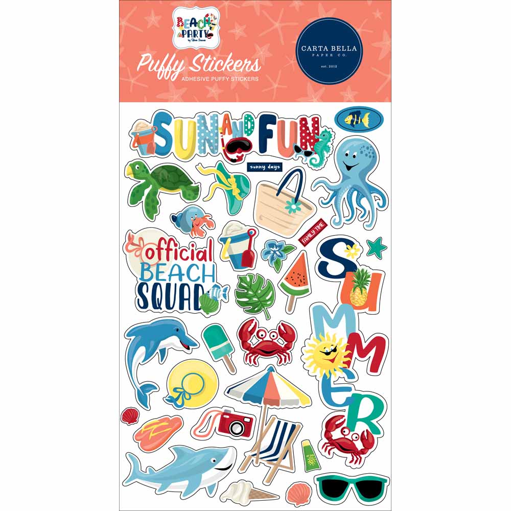Beach Party Puffy Stickers – Carta Bella Supply