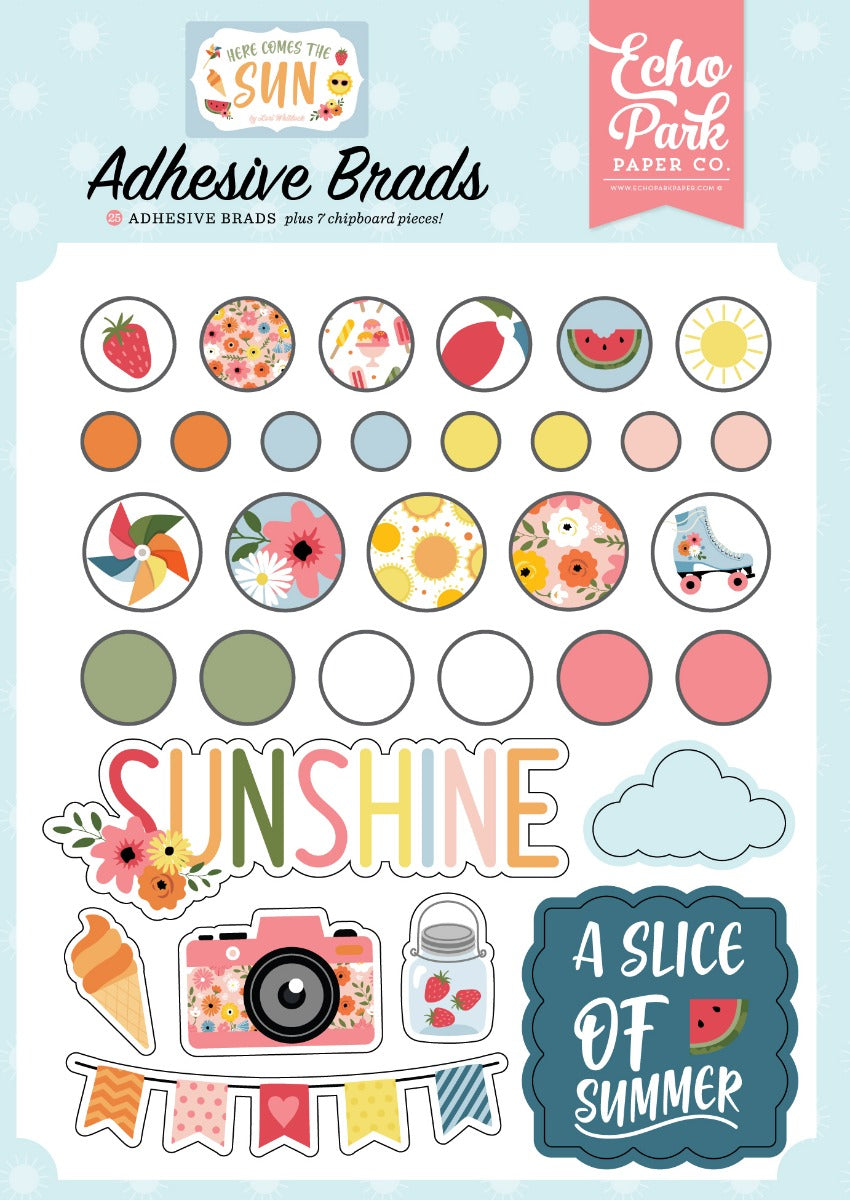 Adhesive Brads – Here Comes the Sun Collection – Echo Park Supply