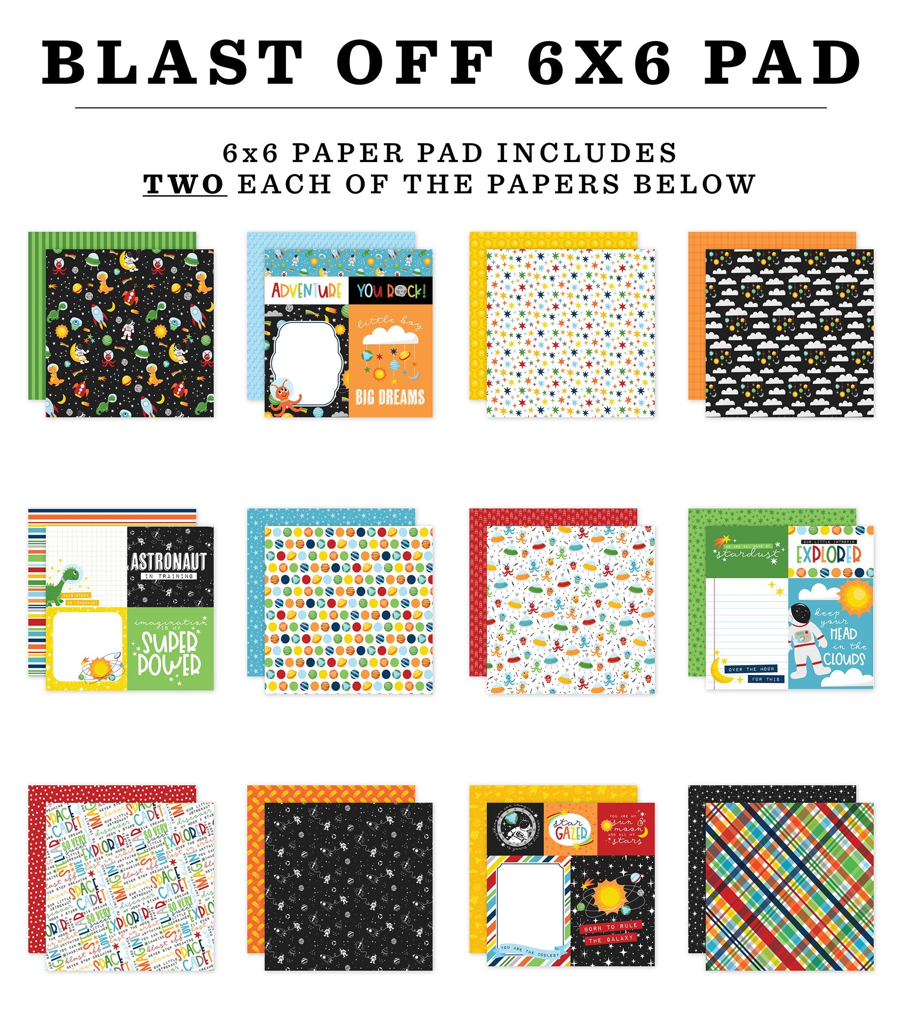 Blast Off 6″ x 6″ Paper Pad – Echo Park Online Hot Sale
