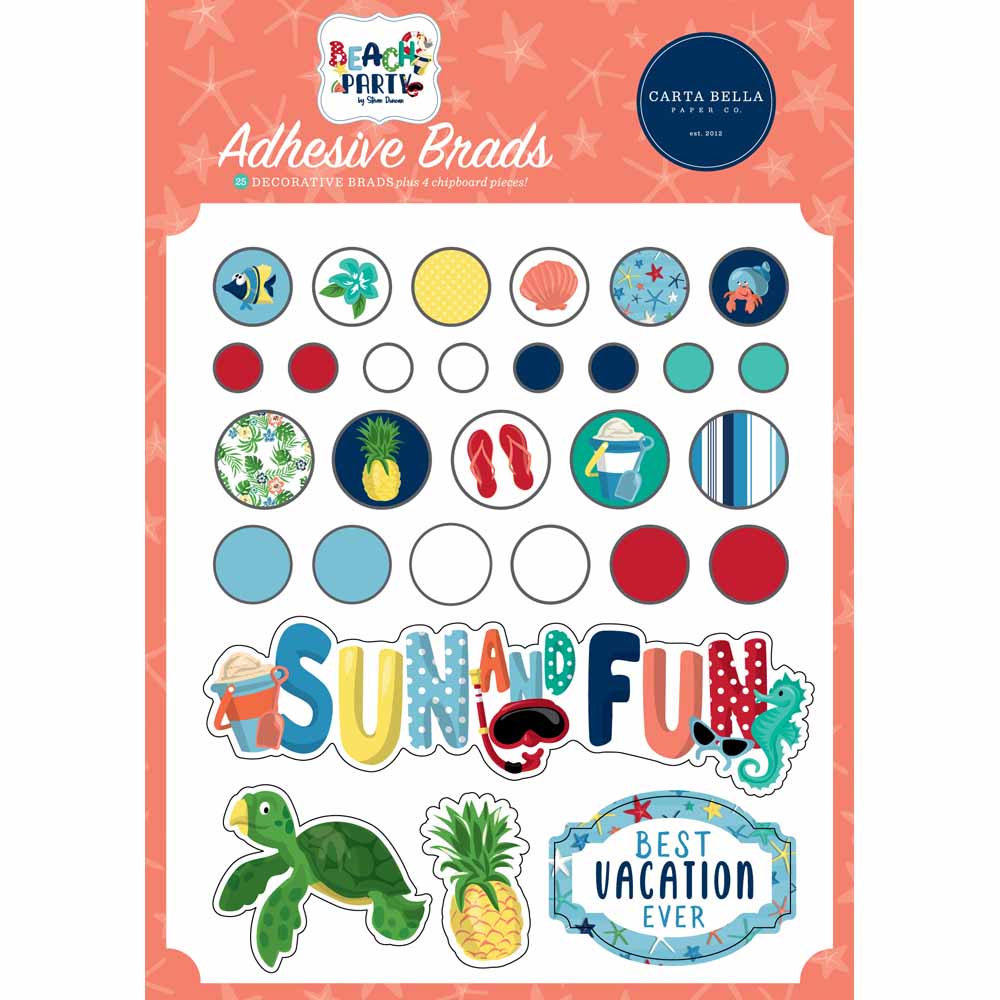 Beach Party Adhesive Brads – Carta Bella Discount