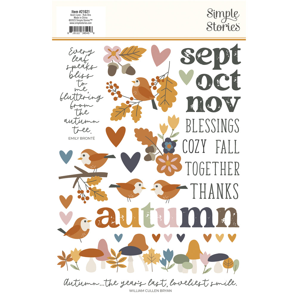 Acorn Lane – Rub Ons – Simple Stories on Sale