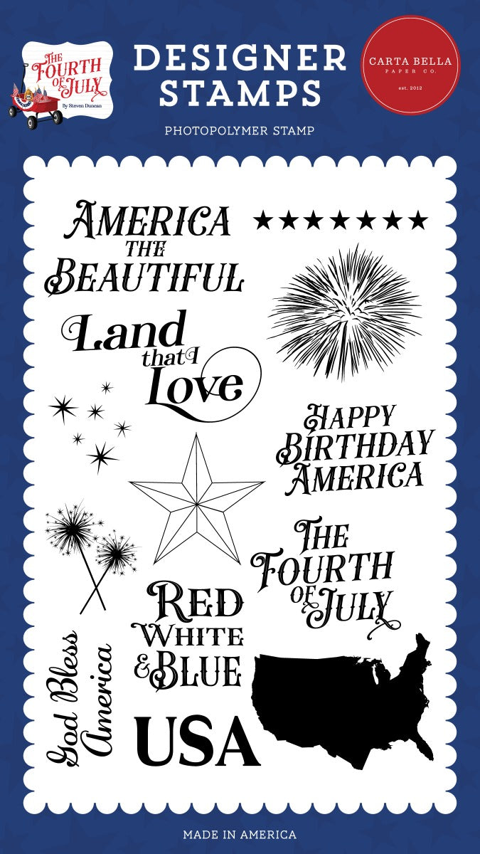 Happy Birthday America Clear Stamps – Steven Duncan – Fourth Of July – Carta Bella Fashion
