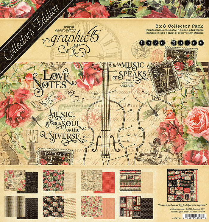 Love Notes Collector’s Edition 8″ x 8″ Paper Kit w/ Stickers – Graphic 45 Hot on Sale