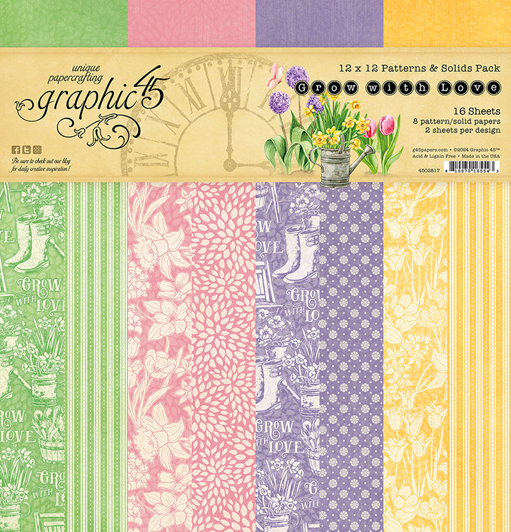 Grow with Love 12″ x 12″ Patterns & Solids Pack – Graphic 45 Fashion