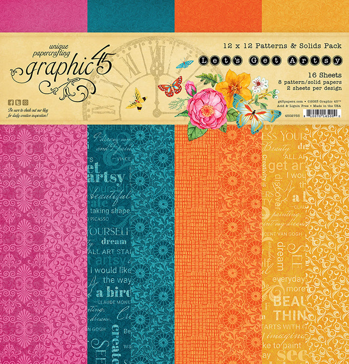 Let’s Get Artsy 12″ x 12″ Patterns & Solids Pack – Graphic 45 Hot on Sale