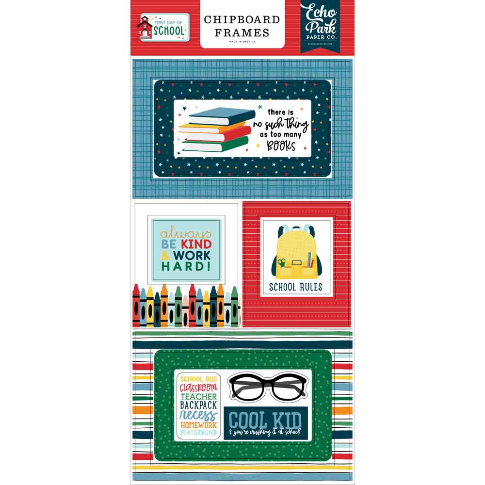 First Day Of School Chipboard Frames – Echo Park Online