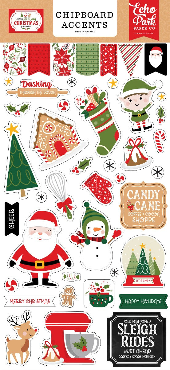 Have A Holly Jolly Christmas Chipboard Accents – Echo Park Discount