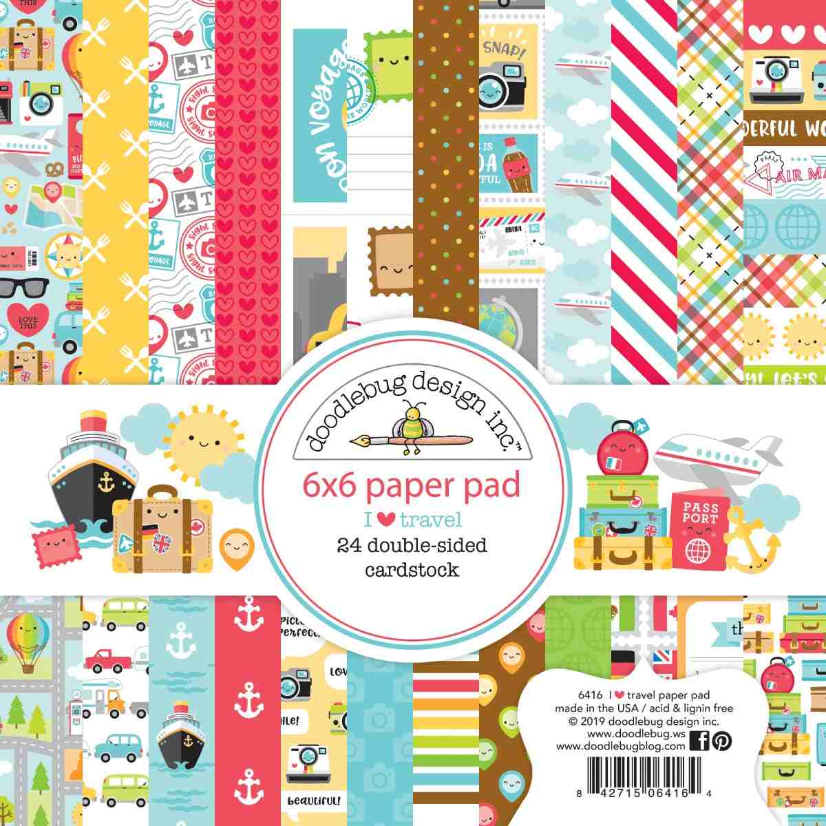 I Heart Travel 6″ x 6″ Paper Pad – Doodlebug Design Hot on Sale