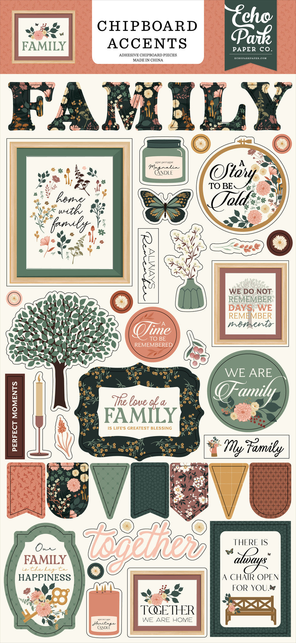 Family 6″ x 13″ Chipboard Accents – Echo Park Hot on Sale