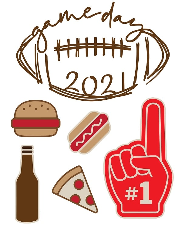 Gameday 2021 Super Bowl Icons SVG Image File Download for Craft Projects Supply
