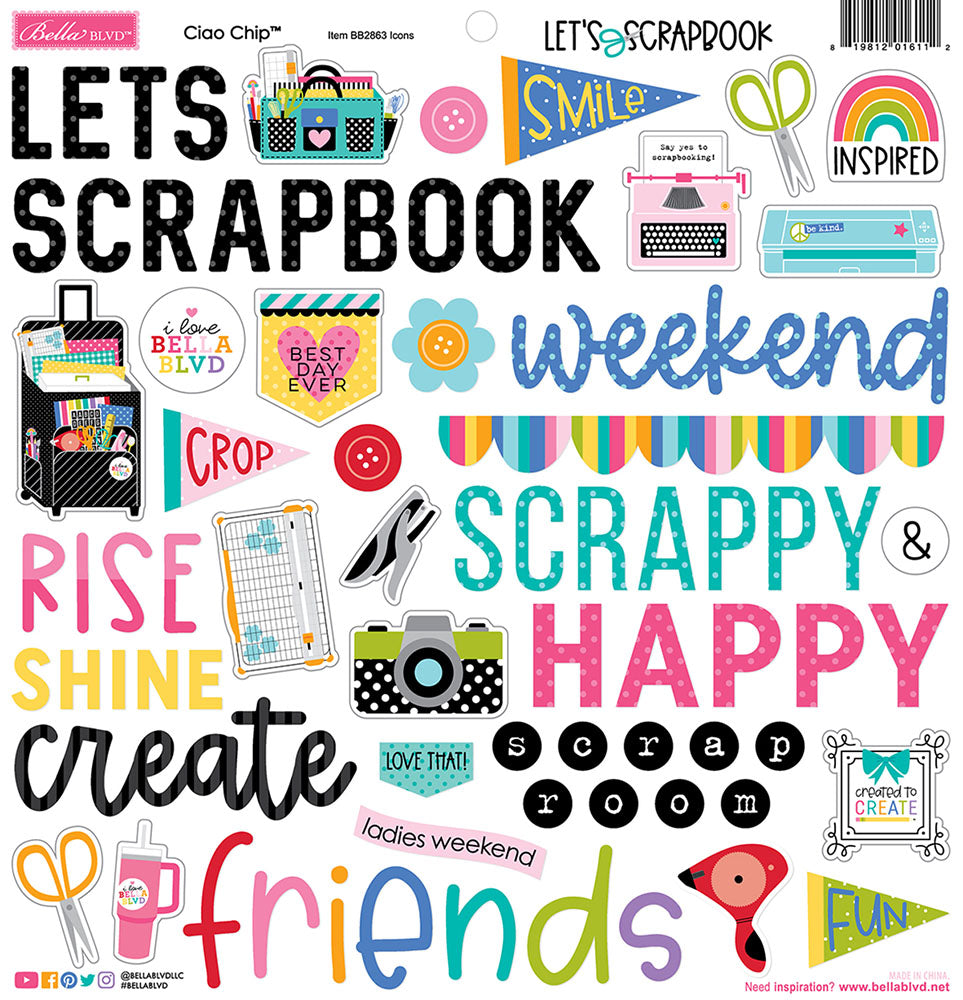 Let’s Scrapbook! Ciao Chipboard Icons – Bella Blvd Online Sale