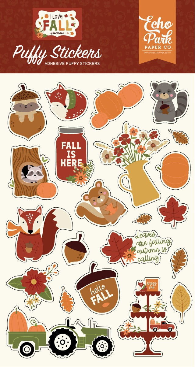 I Love Fall Puffy Stickers- Echo Park Online