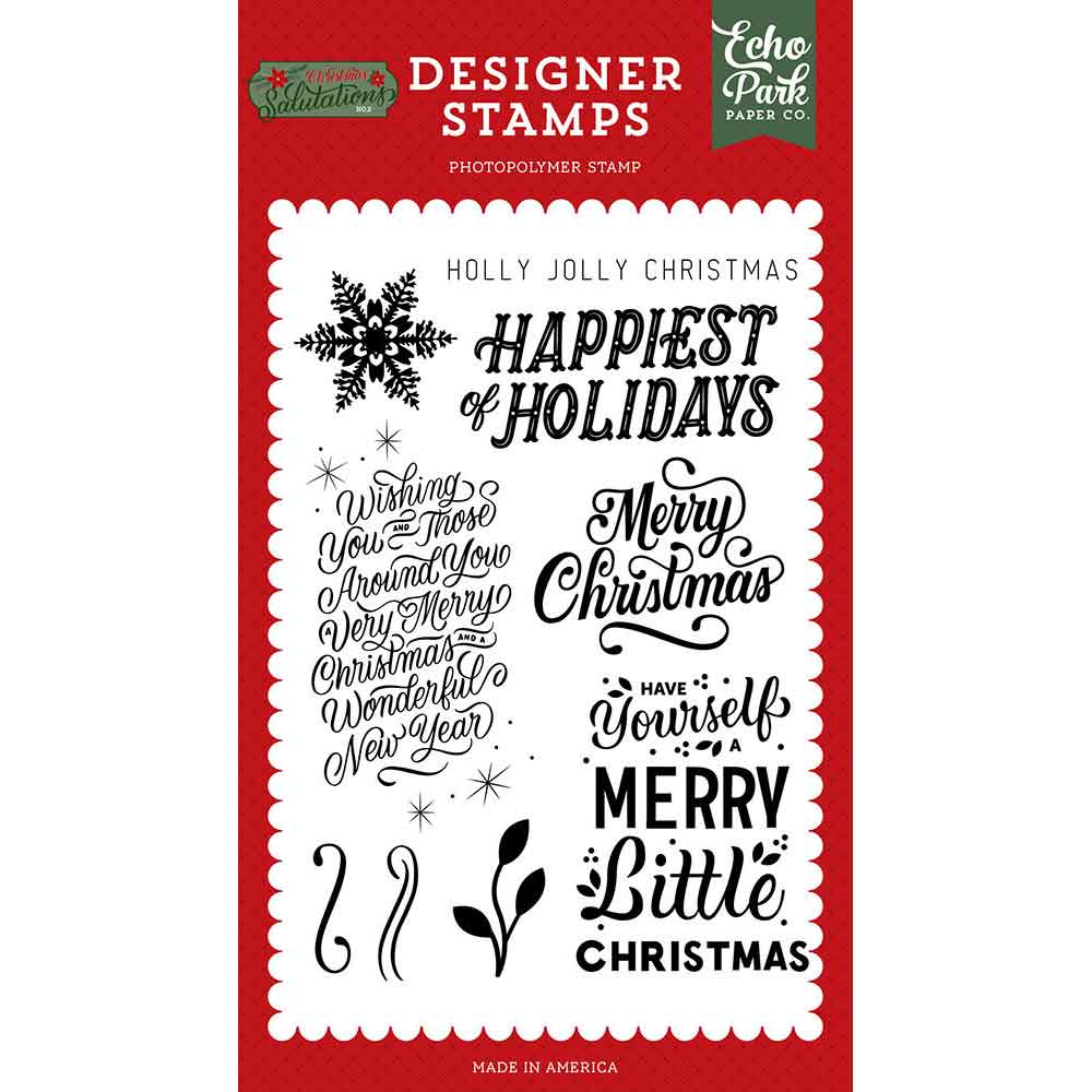 Happiest Of Holidays Stamp Set – Christmas Salutations No. 2 – Echo Park on Sale