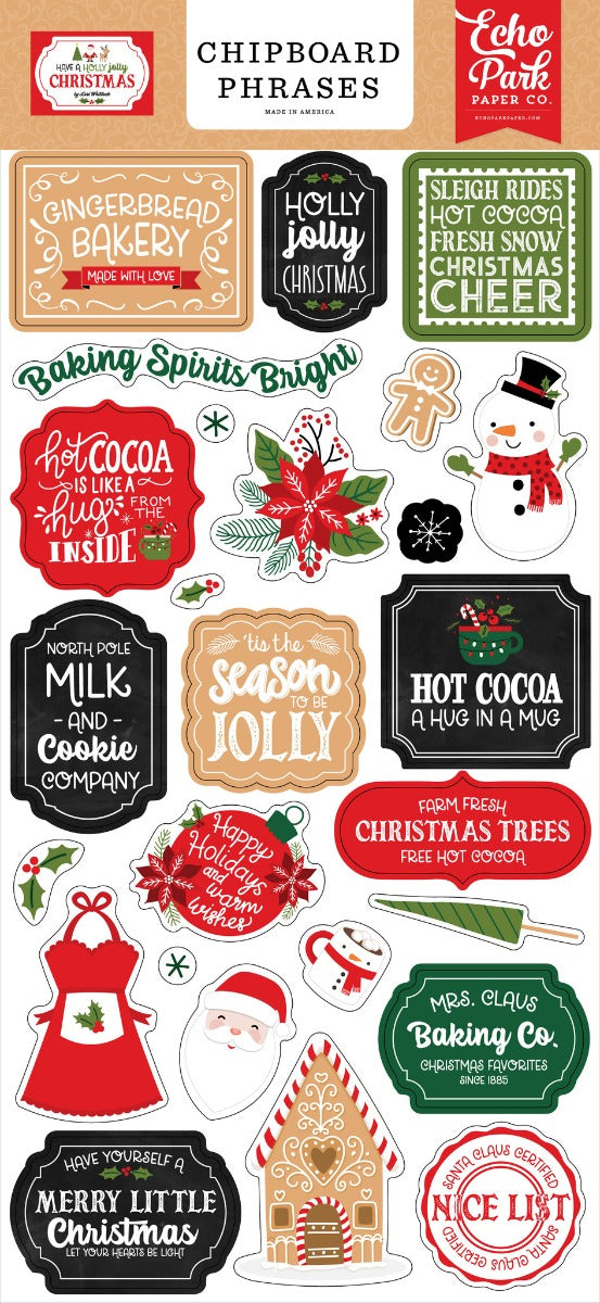 Have A Holly Jolly Christmas 6×13 Chipboard Phrases- Echo Park Online now