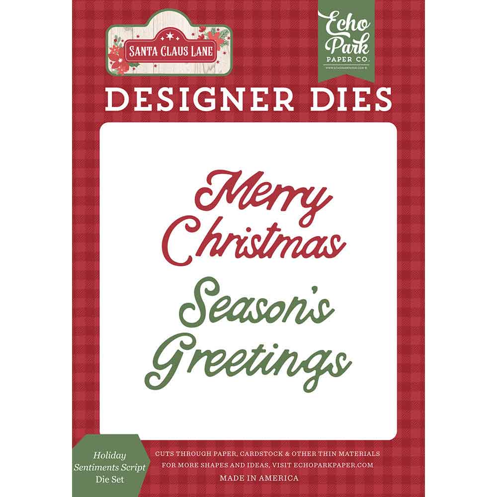 Holiday Sentiments Script Die Set – Santa Claus Lane – Echo Park Online now