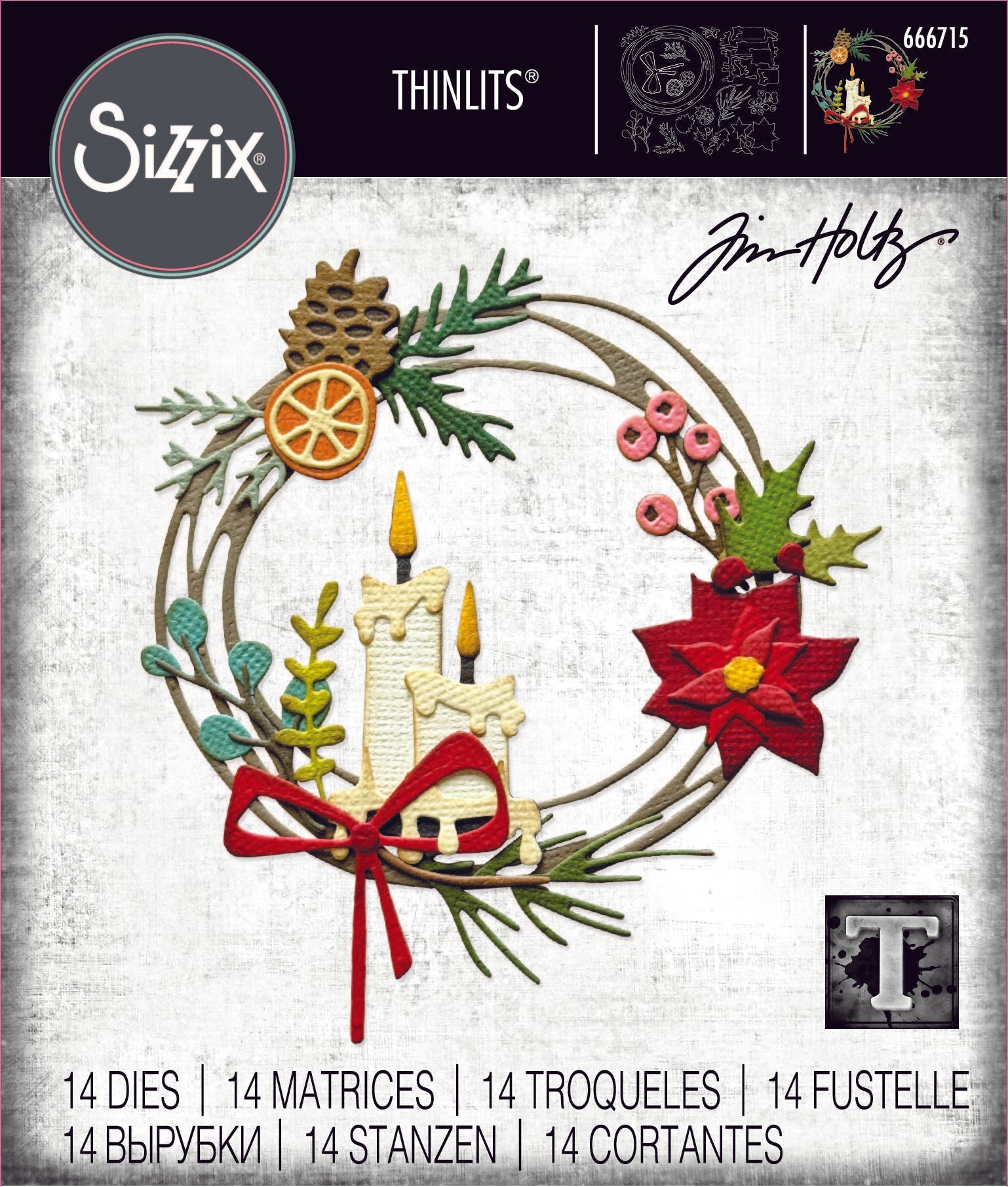 Festive Wreath Thinlits Die Set – Back from the Vault by Tim Holtz – Sizzix Sale