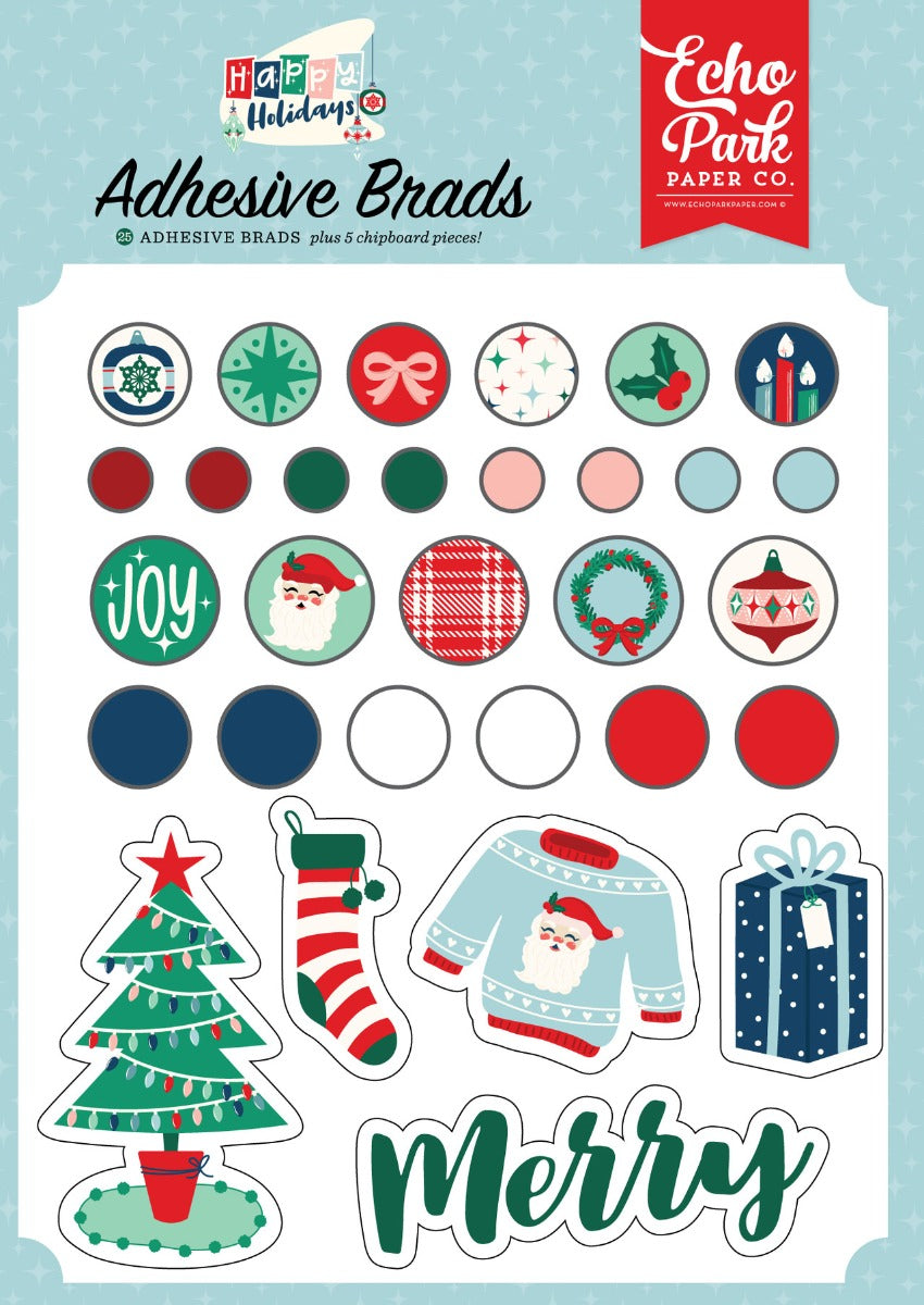 Happy Holidays Adhesive Brads – Echo Park Online now