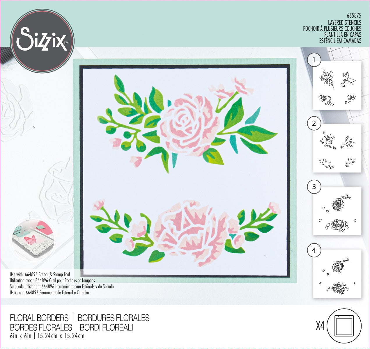 Floral Borders Layered Stencils – Olivia Rose- Sizzix Online